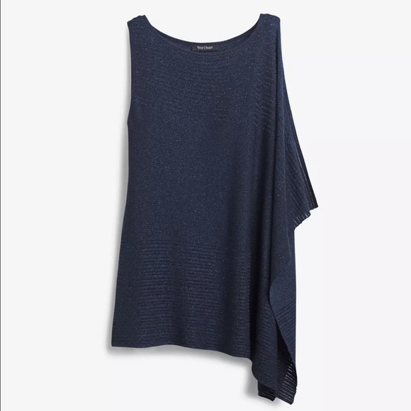 NWT White House Black Market Blue Metallic Top - Picture 2 of 2