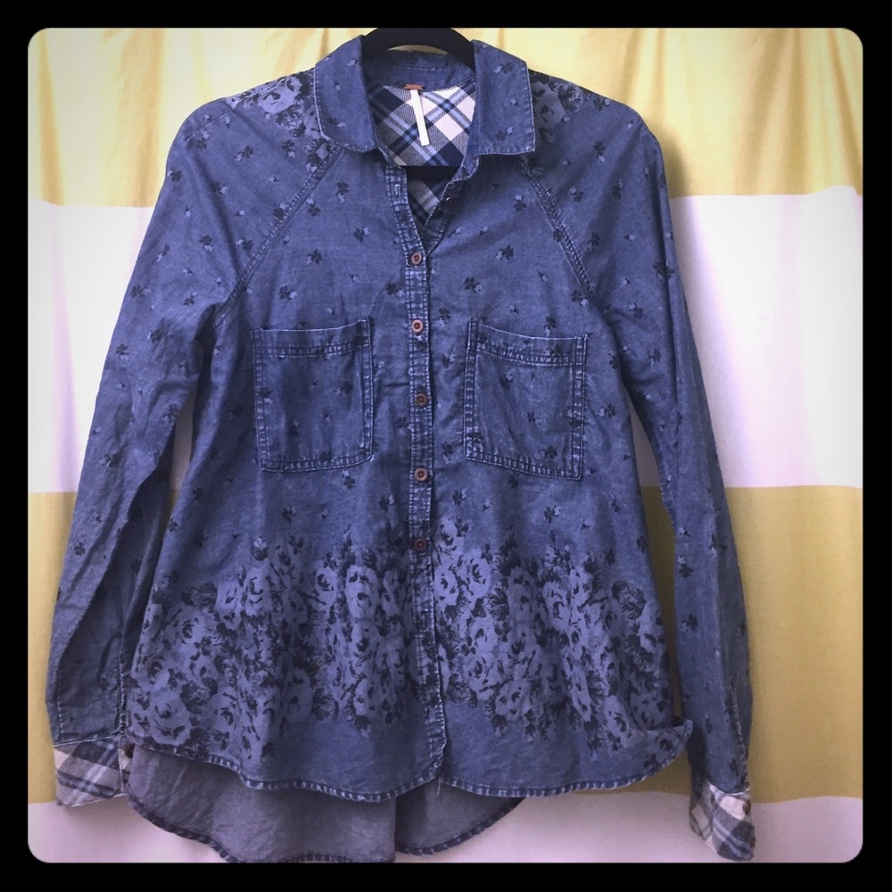 Free people floral Chambray shirt