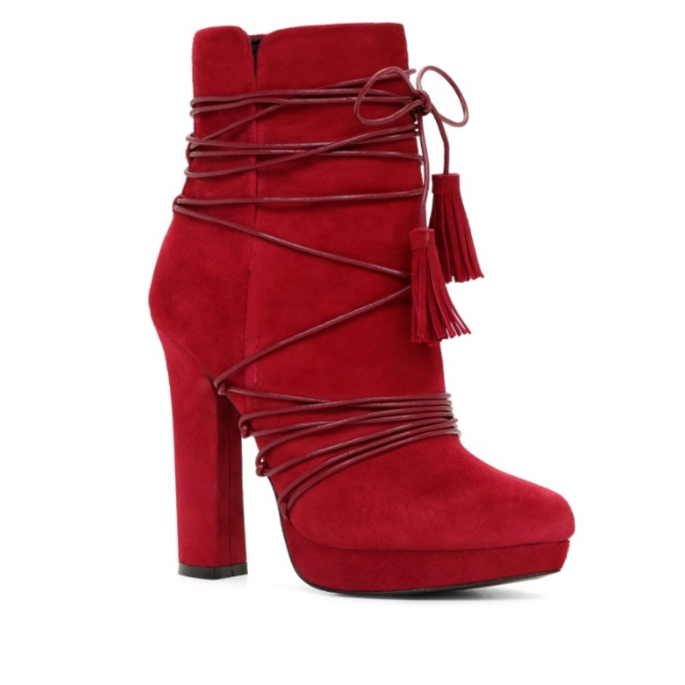 Red ankle boots!! NEVER WORN