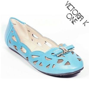 Women Ballet Buckle Flats, b-2054, Turquoise