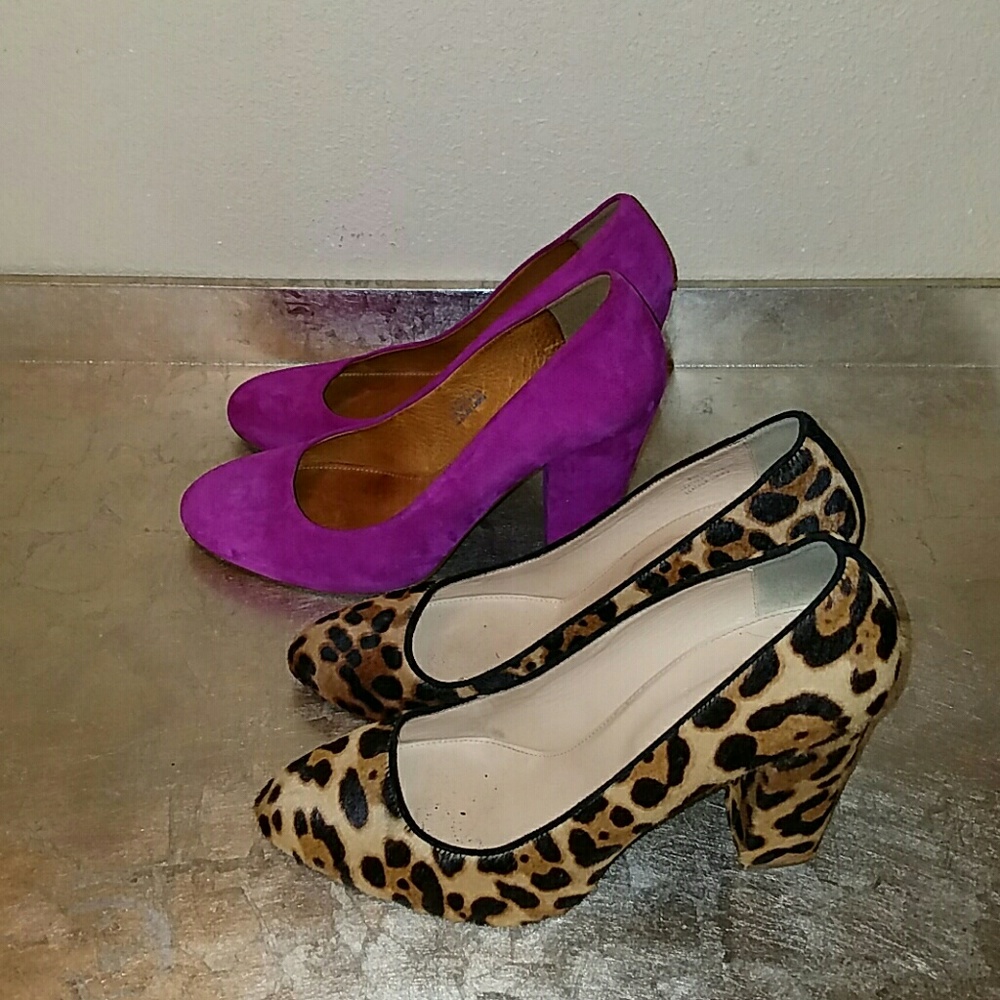 J. Crew Collection Etta Pink and Leopard Heels Lot