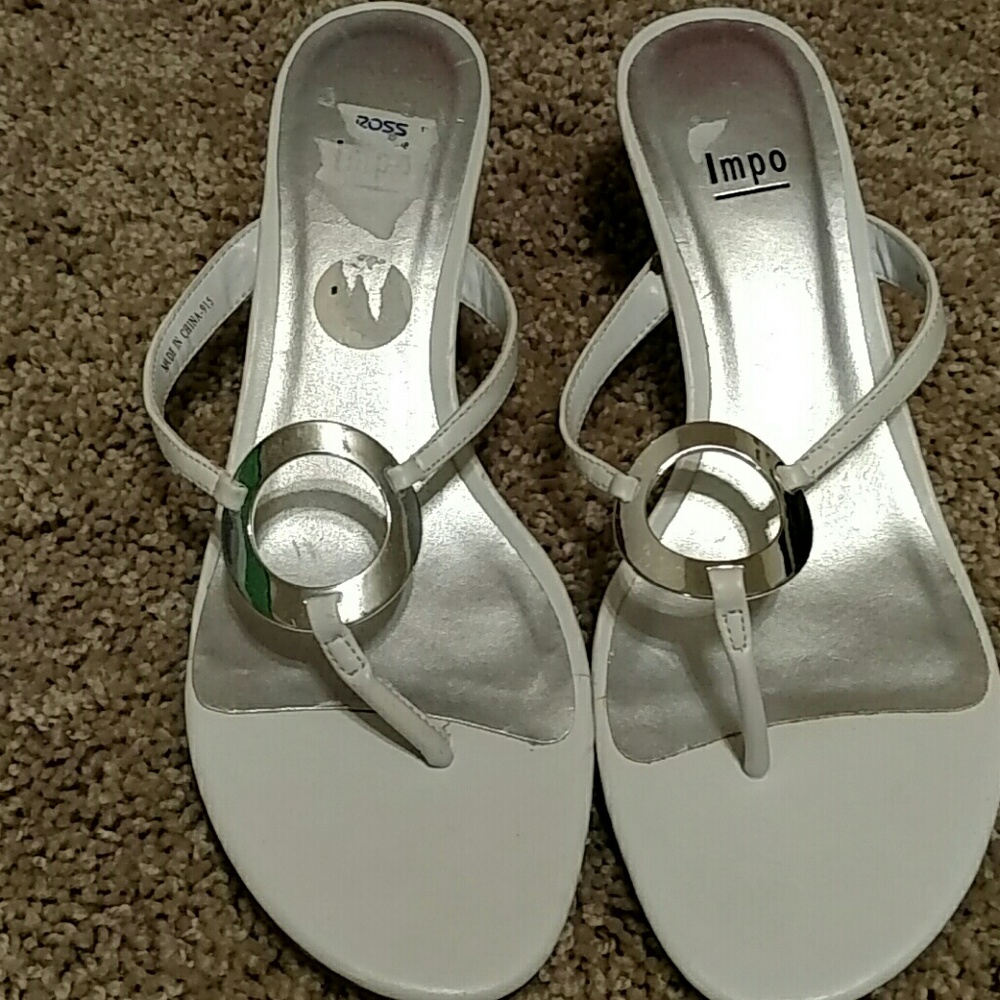 White Heels With Silver Buckle Size 10