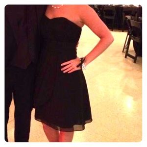 Black strapless cocktail dress