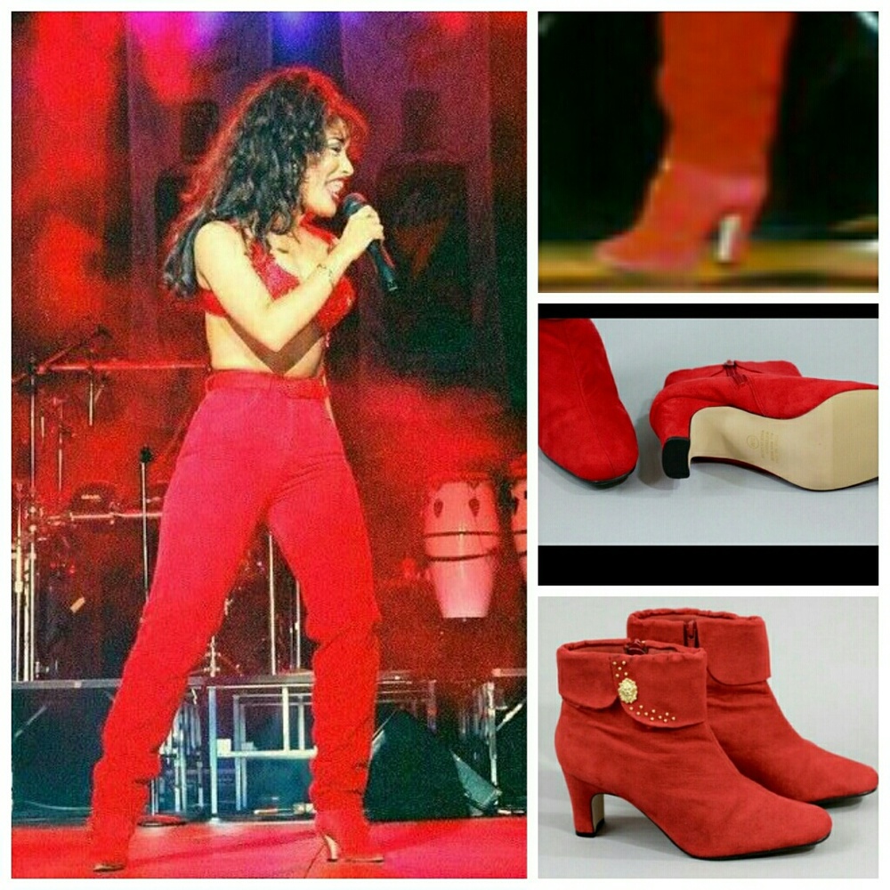 Vintage 80's Red Suede Ankle Boots