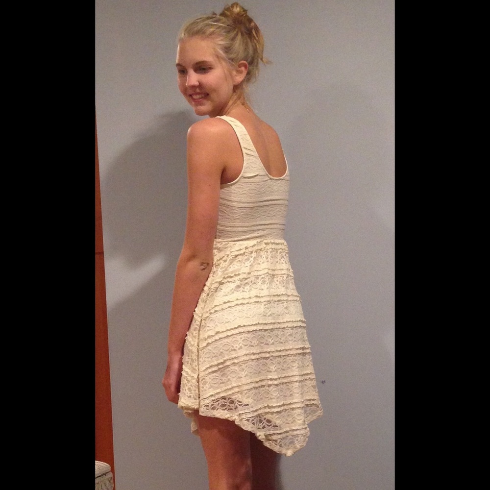 Off white fit and flare lace dress