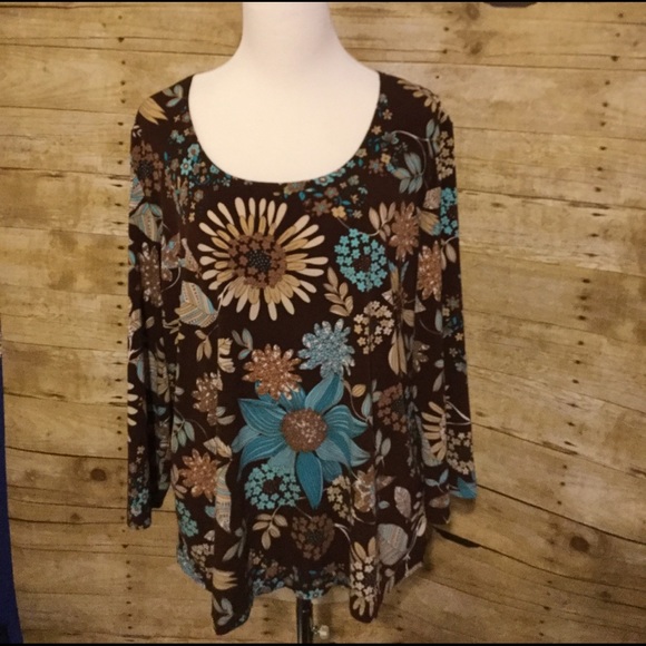 Cato Tops - Brown floral blouse
