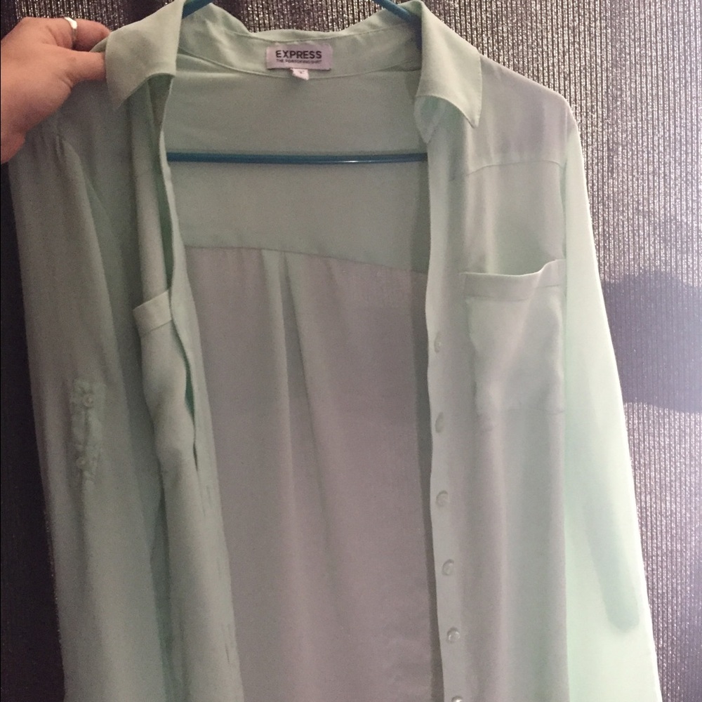 Express sheer mint green top