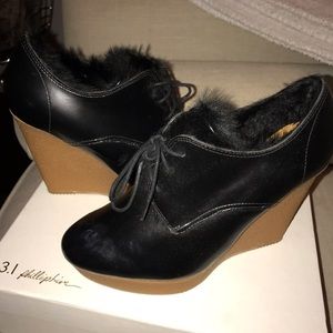 Phillip Lim Beau Wedge Oxfords with Fur Lining 36