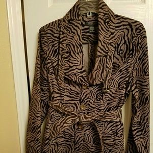 Animal print belted jacket