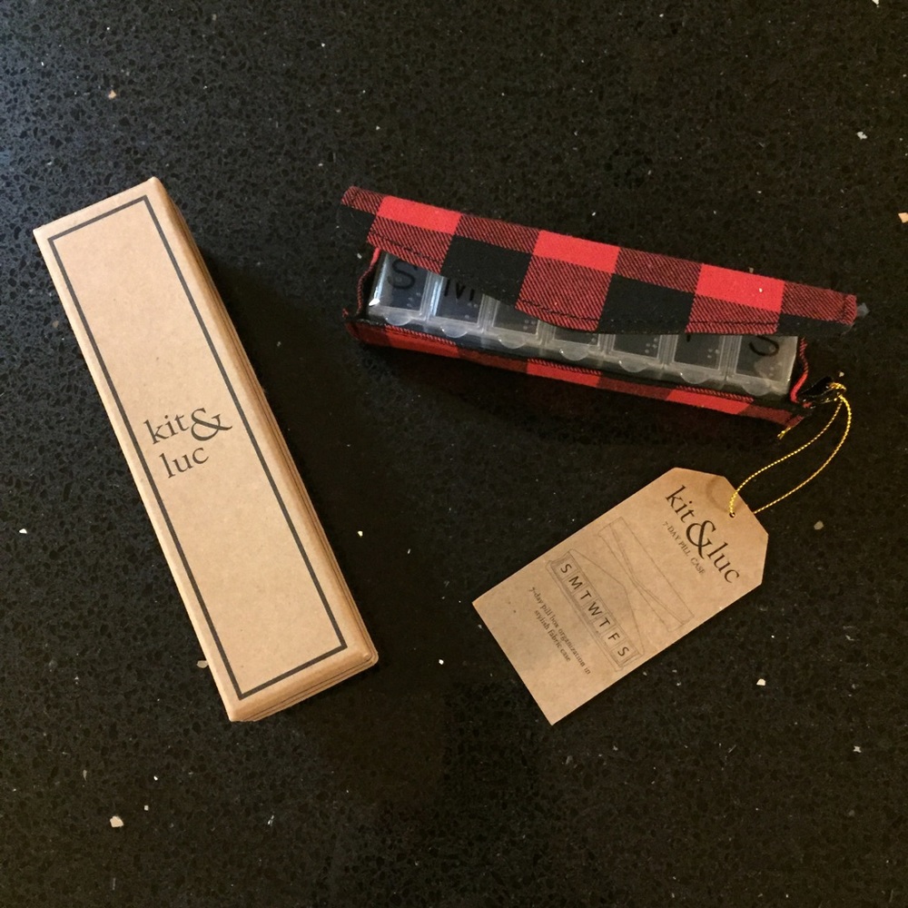 Kit and Luc 7-day pill box plaid fabric case