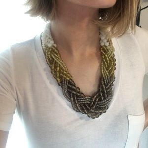 Woven beaded statement necklace