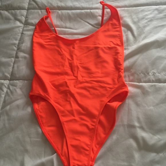 Orange high cut swimsuit - Picture 2 of 3