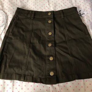 Olive green denim skirt
