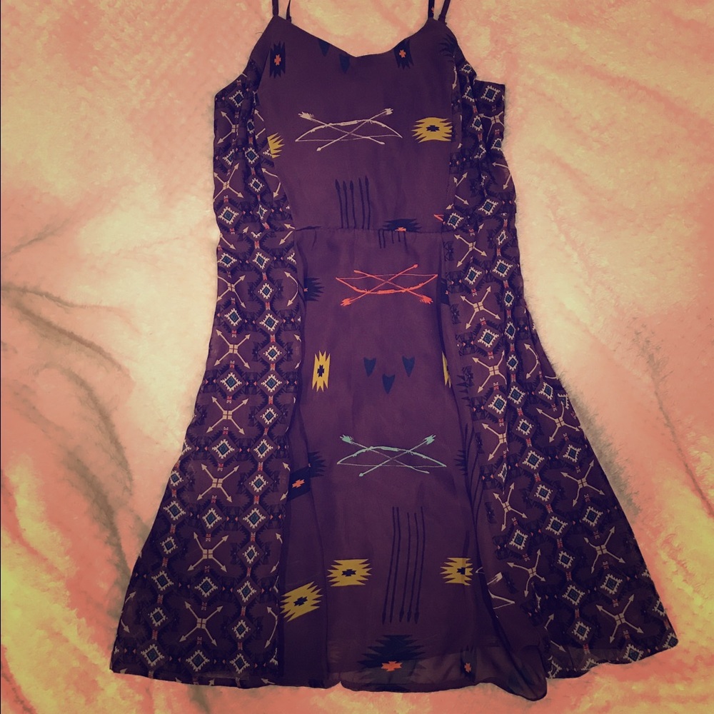 Purple Xhilaration Tribal Navajo Dress - S