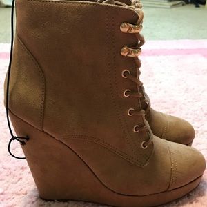 Forever 21 Wedge Ankle Booties. Size 8. Color Tan