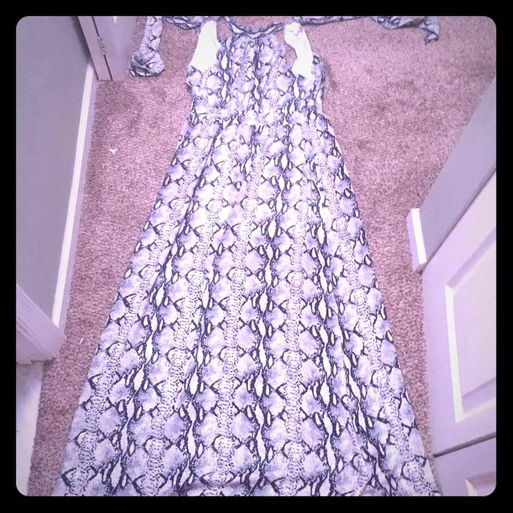 Snake skin maxi dress floor length resort wear