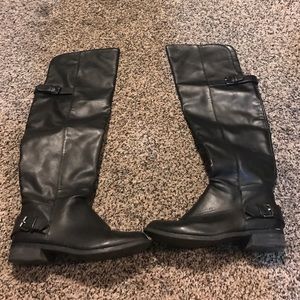 Black Leather High Knee boots