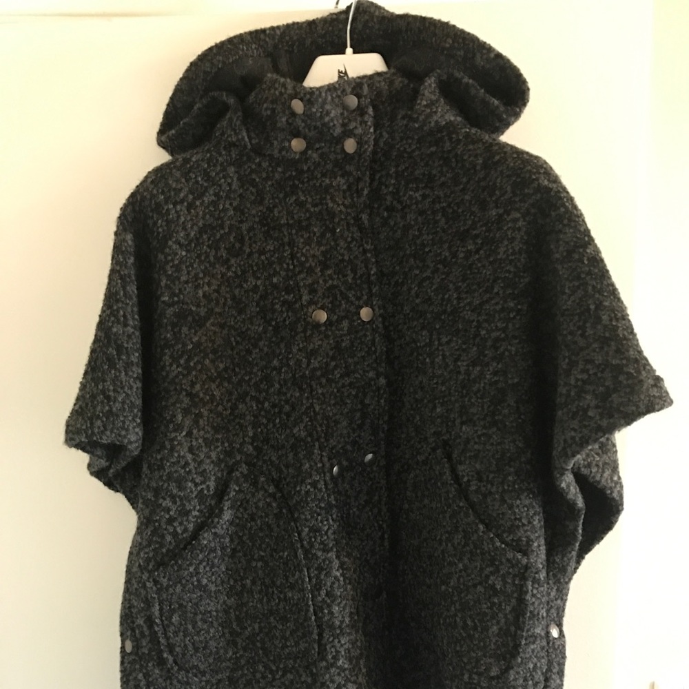 Dark grey wool poncho
