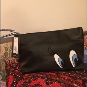 ZARA looney tunes Large vegan clutch wristlet