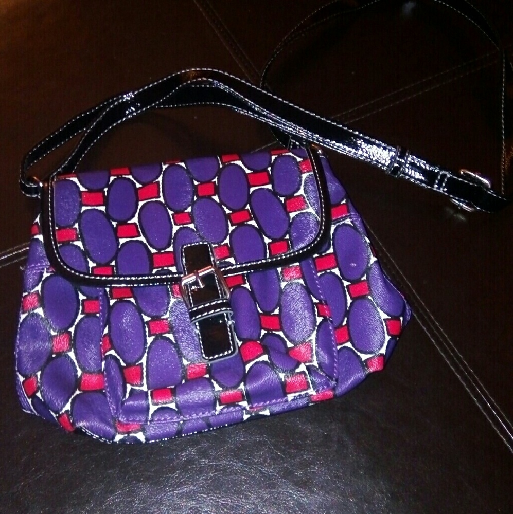 Nine& co. Gorgeous black, red & purple crossbody.