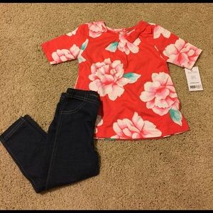 NWT Carters Floral Tunic with Carters Denim