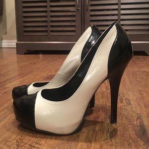 Call it spring | Black and white heels