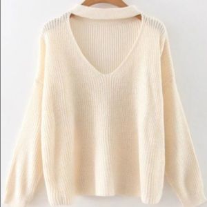 L/S Pink Choker Cutout Sweater