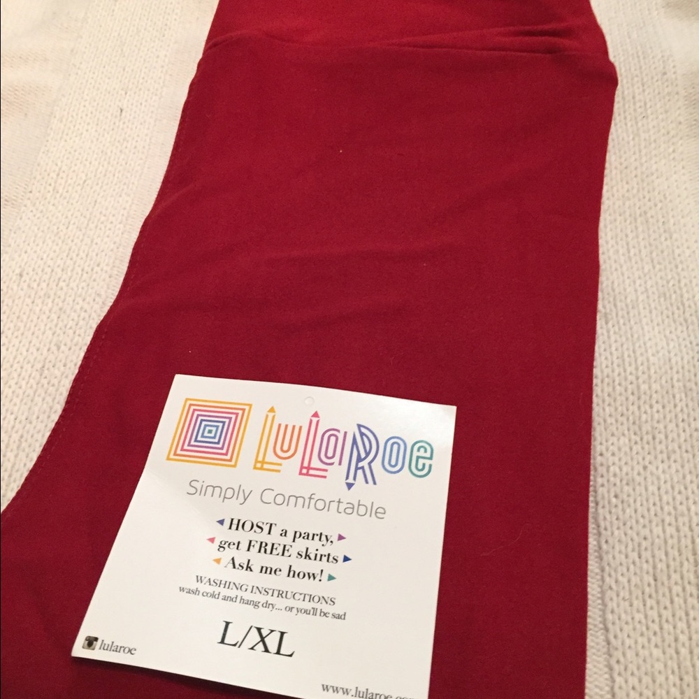 Deep red LuLaRoe leggings girls