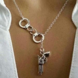 New! Hot Gun & Cuffs Fashion Necklace.
