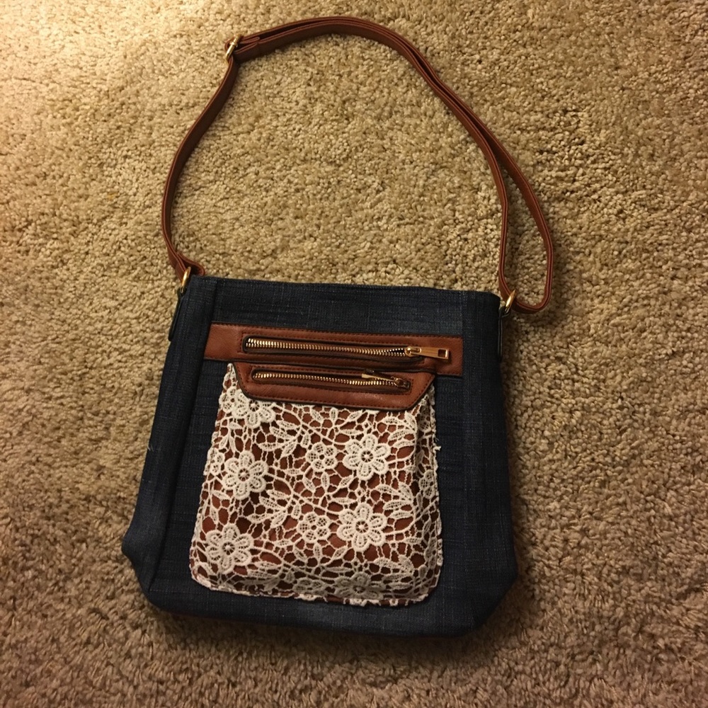 Cross body embroidered purse
