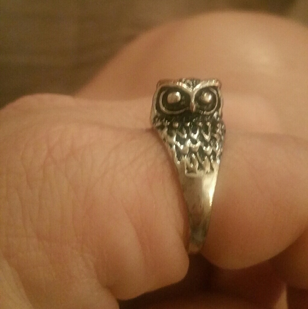 Antique silver owl ring