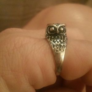 Antique silver owl ring