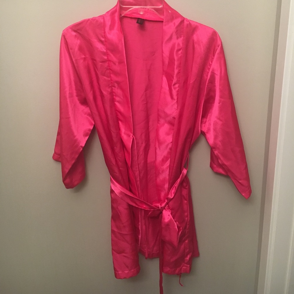 Hot pink silk robe