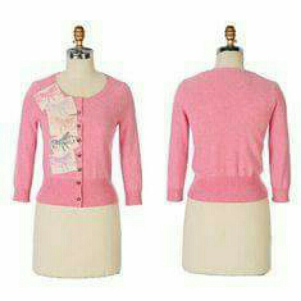 Tickled Pink Bow Applique Cardigan by Field Flower