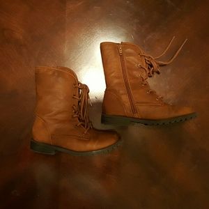 Cognac combat boots