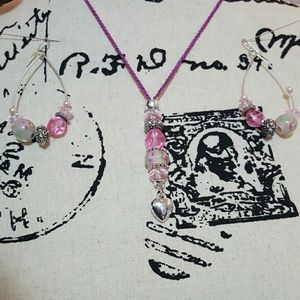 2 pc pink jewelry set