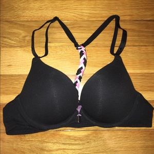 Victoria Secret black racerback push-up bra.
