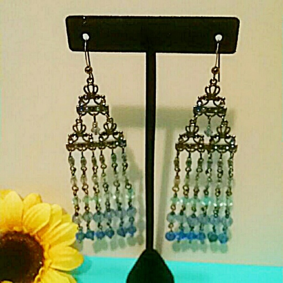 2 Gorgeous Pairs of Long Dangling Earrings - Picture 2 of 4