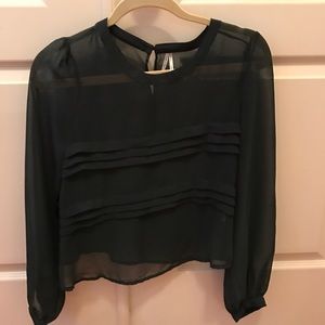 Sheer Green Crop Blouse, size small