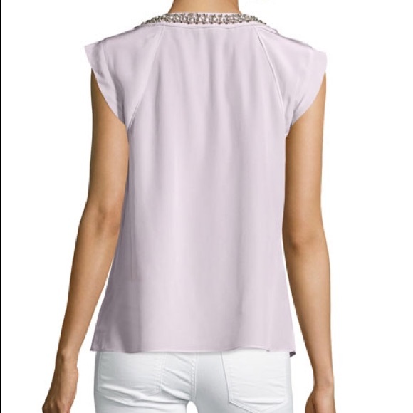 Rebecca Taylor Embellished Crossover Silk Top - Picture 2 of 4