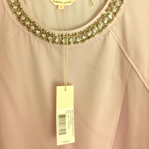 Rebecca Taylor Embellished Crossover Silk Top - Picture 4 of 4