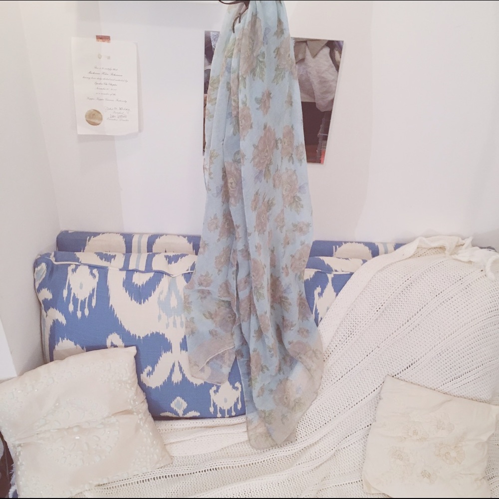 Light blue floral scarf