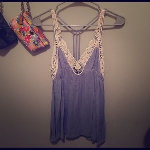 Blue crocheted open back sundress