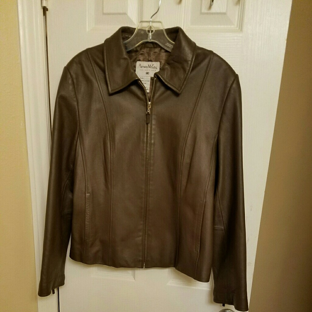 Brown genuine leather jacket