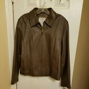 Brown genuine leather jacket