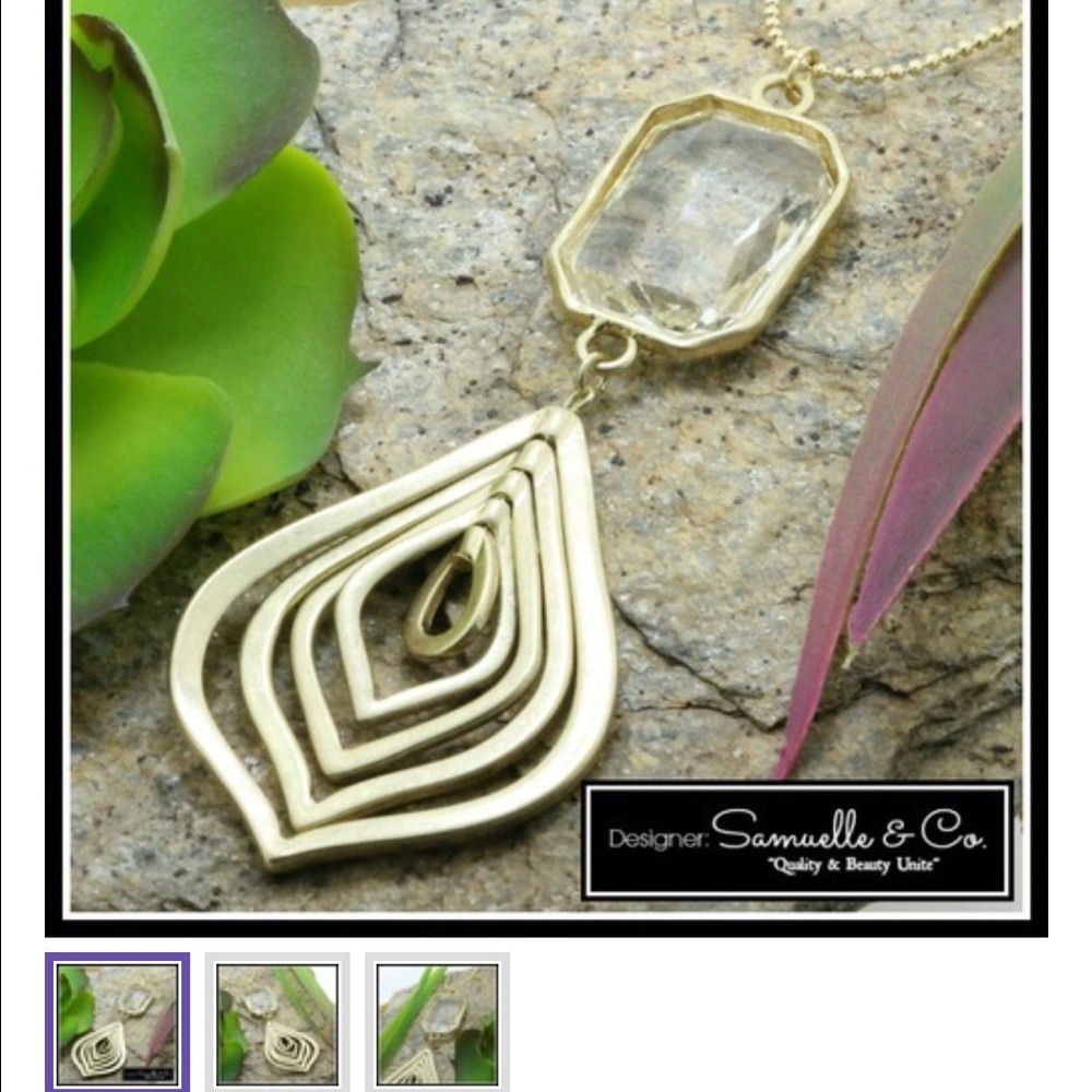 18k Gold High Polish Layered White Quartz Necklace