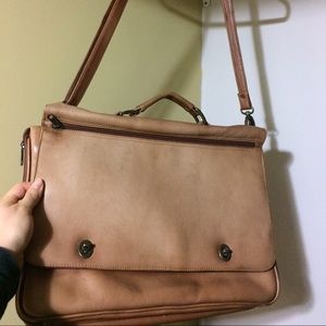 Brown leather messenger bag