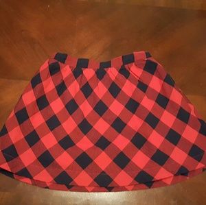 Red buffalo plaid skater skirt