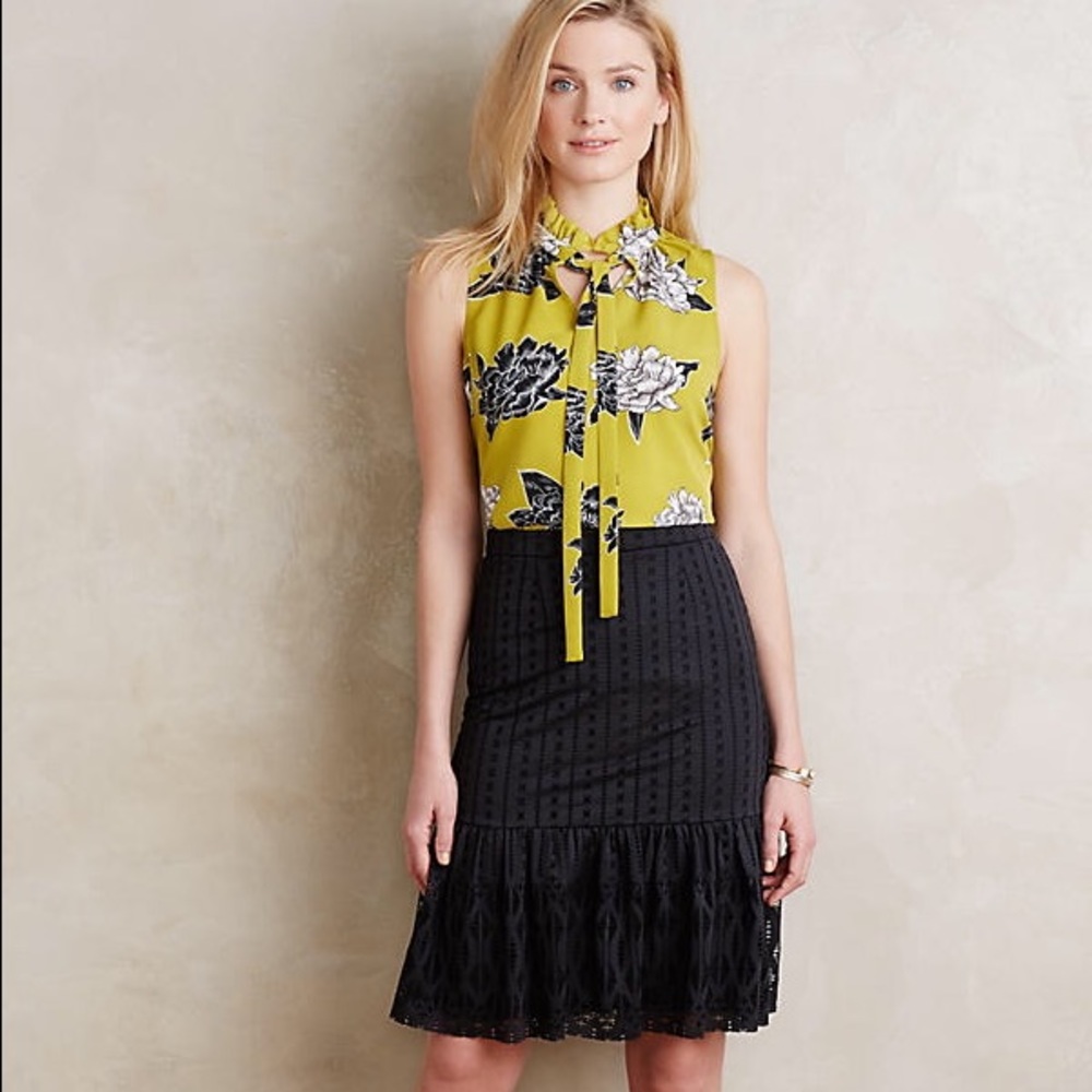 Anthropologie black trumpet eyelet skirt