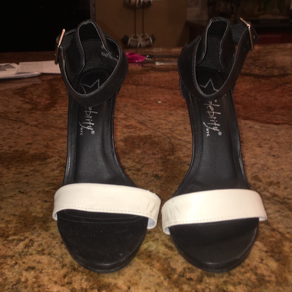 black and white heels